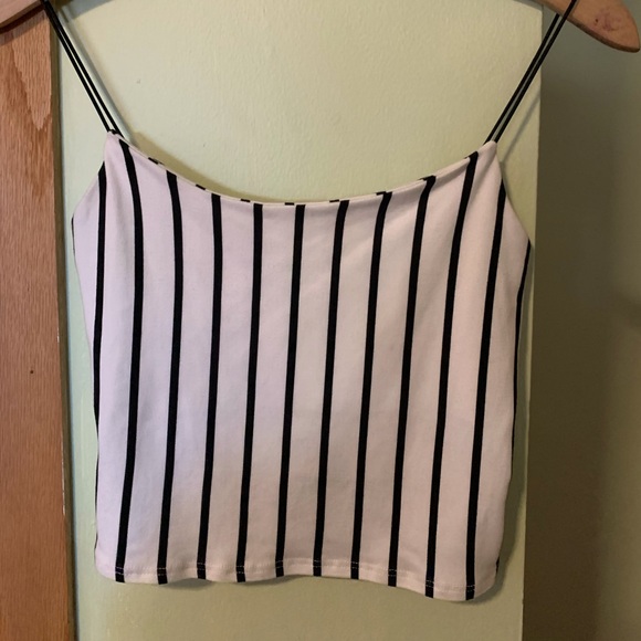 gaze Tops - black and white striped spaghetti strap top
